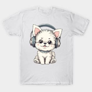 Cat with headphone animation T-Shirt
